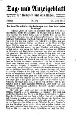 Tag- und Anzeigeblatt für Kempten und das Allgäu Freitag 24. Juli 1863