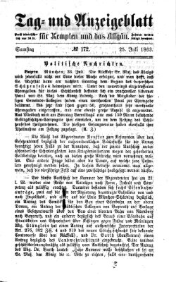 Tag- und Anzeigeblatt für Kempten und das Allgäu Samstag 25. Juli 1863