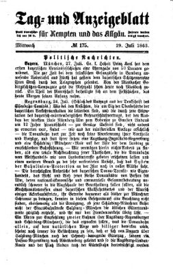 Tag- und Anzeigeblatt für Kempten und das Allgäu Mittwoch 29. Juli 1863