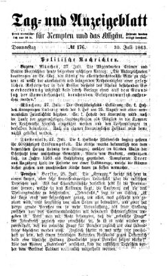 Tag- und Anzeigeblatt für Kempten und das Allgäu Donnerstag 30. Juli 1863