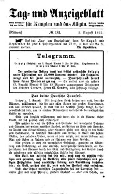 Tag- und Anzeigeblatt für Kempten und das Allgäu Mittwoch 5. August 1863