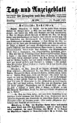 Tag- und Anzeigeblatt für Kempten und das Allgäu Samstag 15. August 1863