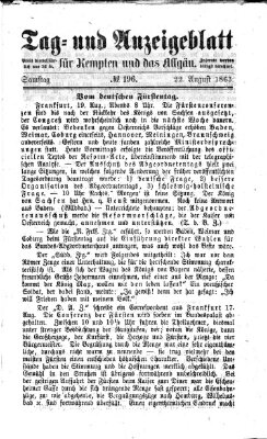 Tag- und Anzeigeblatt für Kempten und das Allgäu Samstag 22. August 1863