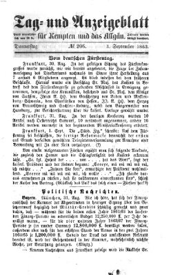 Tag- und Anzeigeblatt für Kempten und das Allgäu Donnerstag 3. September 1863