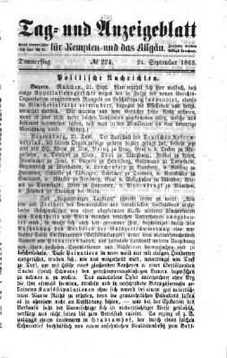 Tag- und Anzeigeblatt für Kempten und das Allgäu Donnerstag 24. September 1863