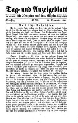 Tag- und Anzeigeblatt für Kempten und das Allgäu Samstag 26. September 1863