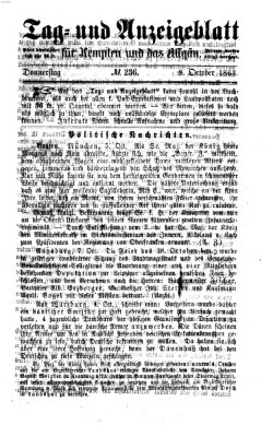 Tag- und Anzeigeblatt für Kempten und das Allgäu Donnerstag 8. Oktober 1863