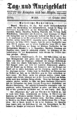 Tag- und Anzeigeblatt für Kempten und das Allgäu Freitag 23. Oktober 1863