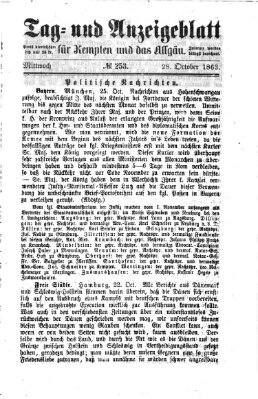 Tag- und Anzeigeblatt für Kempten und das Allgäu Mittwoch 28. Oktober 1863