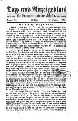 Tag- und Anzeigeblatt für Kempten und das Allgäu Donnerstag 29. Oktober 1863