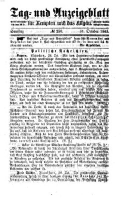 Tag- und Anzeigeblatt für Kempten und das Allgäu Samstag 31. Oktober 1863