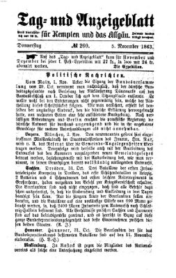 Tag- und Anzeigeblatt für Kempten und das Allgäu Donnerstag 5. November 1863