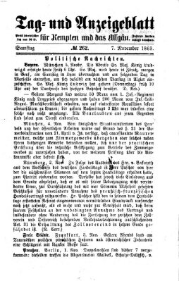 Tag- und Anzeigeblatt für Kempten und das Allgäu Samstag 7. November 1863