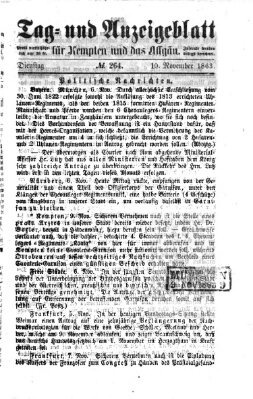 Tag- und Anzeigeblatt für Kempten und das Allgäu Dienstag 10. November 1863