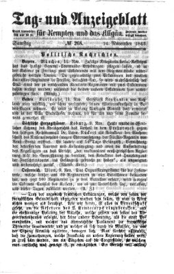 Tag- und Anzeigeblatt für Kempten und das Allgäu Samstag 14. November 1863