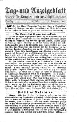 Tag- und Anzeigeblatt für Kempten und das Allgäu Samstag 5. Dezember 1863