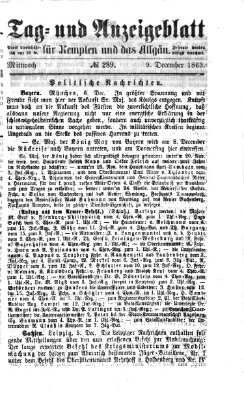 Tag- und Anzeigeblatt für Kempten und das Allgäu Mittwoch 9. Dezember 1863