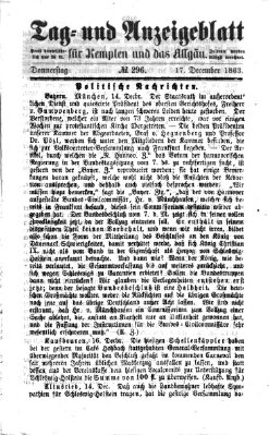 Tag- und Anzeigeblatt für Kempten und das Allgäu Donnerstag 17. Dezember 1863