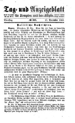 Tag- und Anzeigeblatt für Kempten und das Allgäu Dienstag 29. Dezember 1863