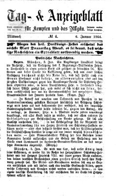 Tag- und Anzeigeblatt für Kempten und das Allgäu Mittwoch 6. Januar 1864