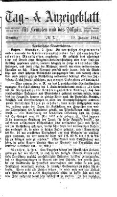 Tag- und Anzeigeblatt für Kempten und das Allgäu Sonntag 10. Januar 1864