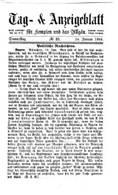 Tag- und Anzeigeblatt für Kempten und das Allgäu Donnerstag 14. Januar 1864