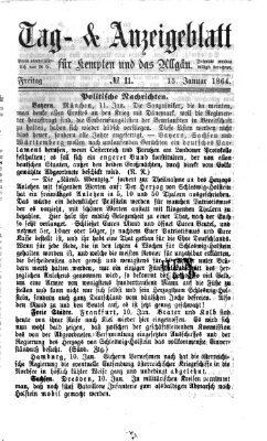 Tag- und Anzeigeblatt für Kempten und das Allgäu Freitag 15. Januar 1864