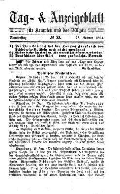 Tag- und Anzeigeblatt für Kempten und das Allgäu Donnerstag 28. Januar 1864