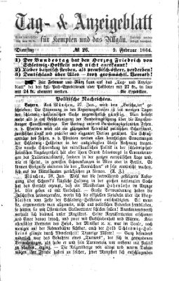 Tag- und Anzeigeblatt für Kempten und das Allgäu Dienstag 2. Februar 1864