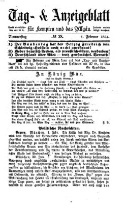 Tag- und Anzeigeblatt für Kempten und das Allgäu Donnerstag 4. Februar 1864