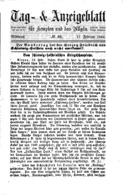 Tag- und Anzeigeblatt für Kempten und das Allgäu Mittwoch 17. Februar 1864