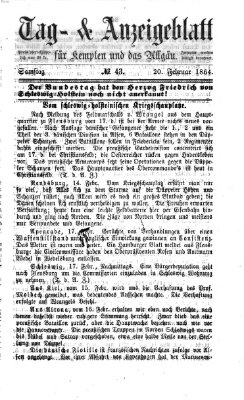 Tag- und Anzeigeblatt für Kempten und das Allgäu Samstag 20. Februar 1864