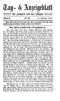 Tag- und Anzeigeblatt für Kempten und das Allgäu Mittwoch 24. Februar 1864