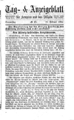 Tag- und Anzeigeblatt für Kempten und das Allgäu Donnerstag 25. Februar 1864