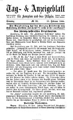 Tag- und Anzeigeblatt für Kempten und das Allgäu Sonntag 28. Februar 1864