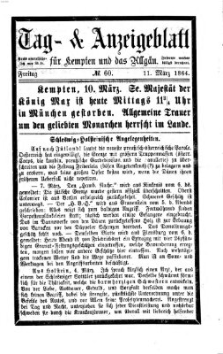 Tag- und Anzeigeblatt für Kempten und das Allgäu Freitag 11. März 1864