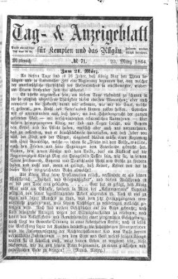 Tag- und Anzeigeblatt für Kempten und das Allgäu Mittwoch 23. März 1864