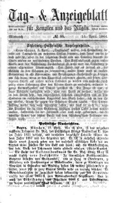 Tag- und Anzeigeblatt für Kempten und das Allgäu Mittwoch 13. April 1864