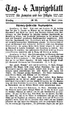 Tag- und Anzeigeblatt für Kempten und das Allgäu Dienstag 19. April 1864