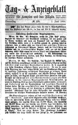 Tag- und Anzeigeblatt für Kempten und das Allgäu Donnerstag 2. Juni 1864