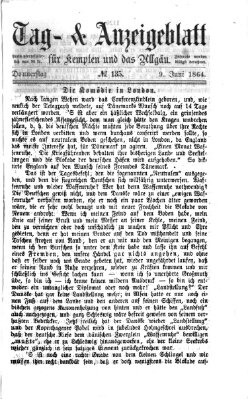 Tag- und Anzeigeblatt für Kempten und das Allgäu Donnerstag 9. Juni 1864