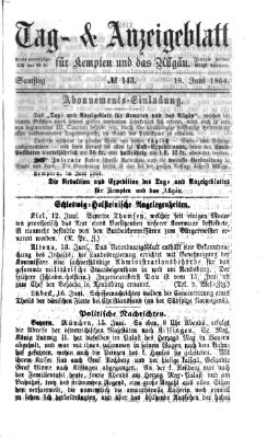 Tag- und Anzeigeblatt für Kempten und das Allgäu Samstag 18. Juni 1864