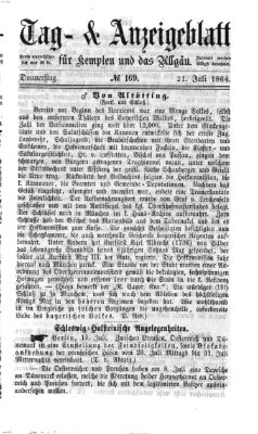 Tag- und Anzeigeblatt für Kempten und das Allgäu Donnerstag 21. Juli 1864