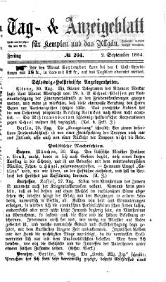 Tag- und Anzeigeblatt für Kempten und das Allgäu Freitag 2. September 1864