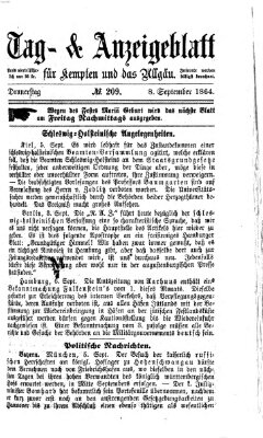 Tag- und Anzeigeblatt für Kempten und das Allgäu Donnerstag 8. September 1864