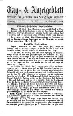 Tag- und Anzeigeblatt für Kempten und das Allgäu Sonntag 18. September 1864