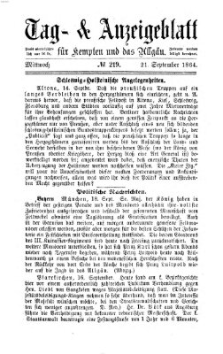 Tag- und Anzeigeblatt für Kempten und das Allgäu Mittwoch 21. September 1864