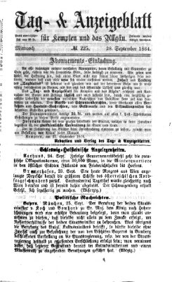 Tag- und Anzeigeblatt für Kempten und das Allgäu Mittwoch 28. September 1864