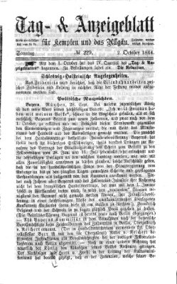 Tag- und Anzeigeblatt für Kempten und das Allgäu Sonntag 2. Oktober 1864