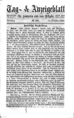 Tag- und Anzeigeblatt für Kempten und das Allgäu Sonntag 16. Oktober 1864